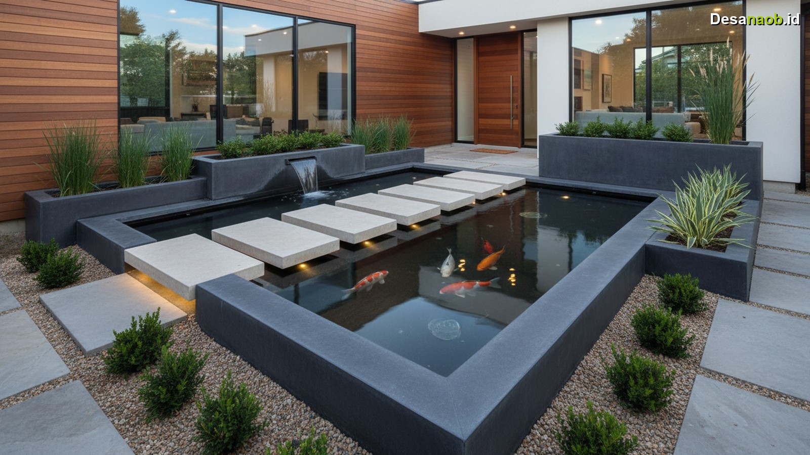 Ilustrasi Desain Kolam Ikan Minimalis, 7 Rahasia Halaman Depan Estetik 2026!