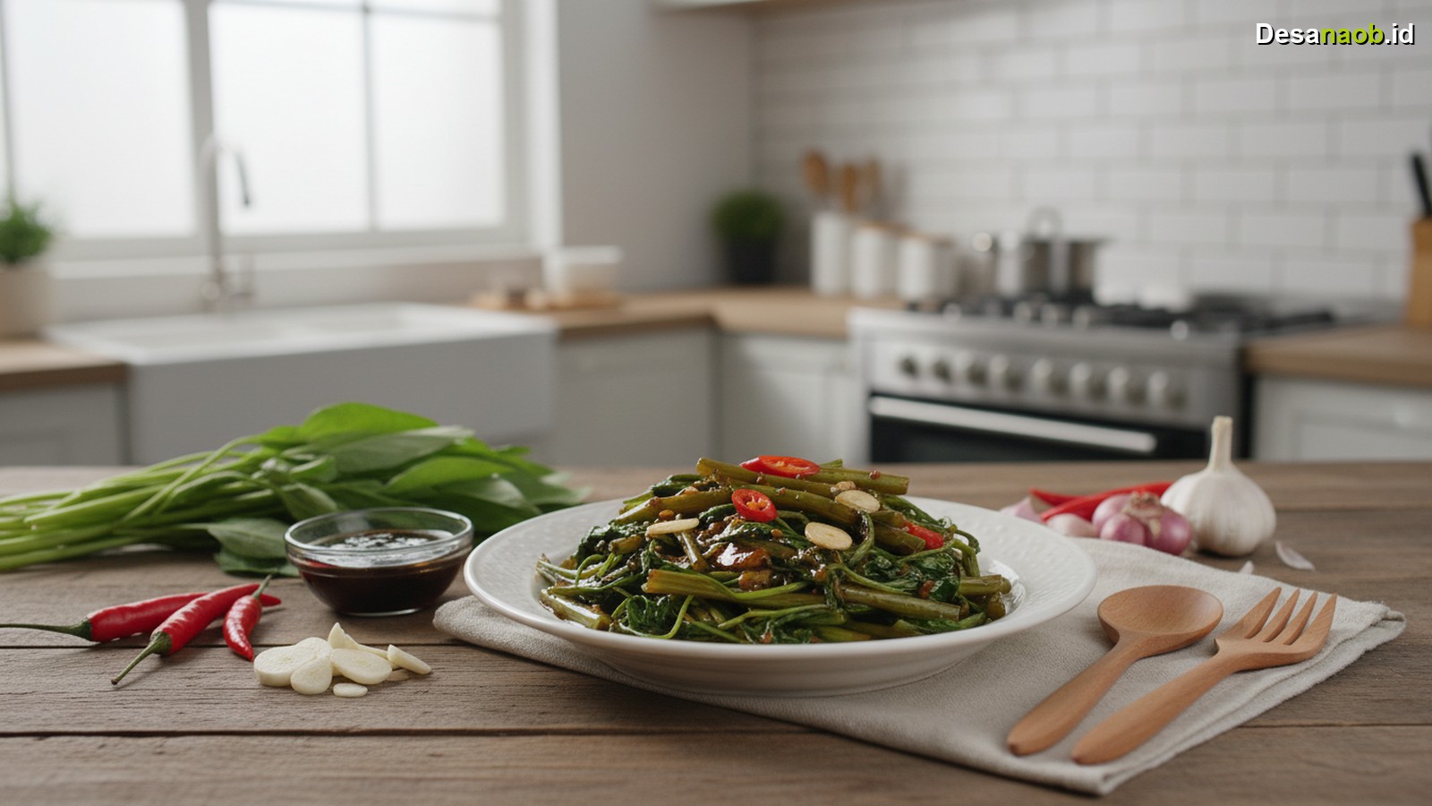 Ilustrasi Resep Cah Kangkung Saus Tiram: Rasa Restoran Kini di Dapur, Mudah Dibuat!