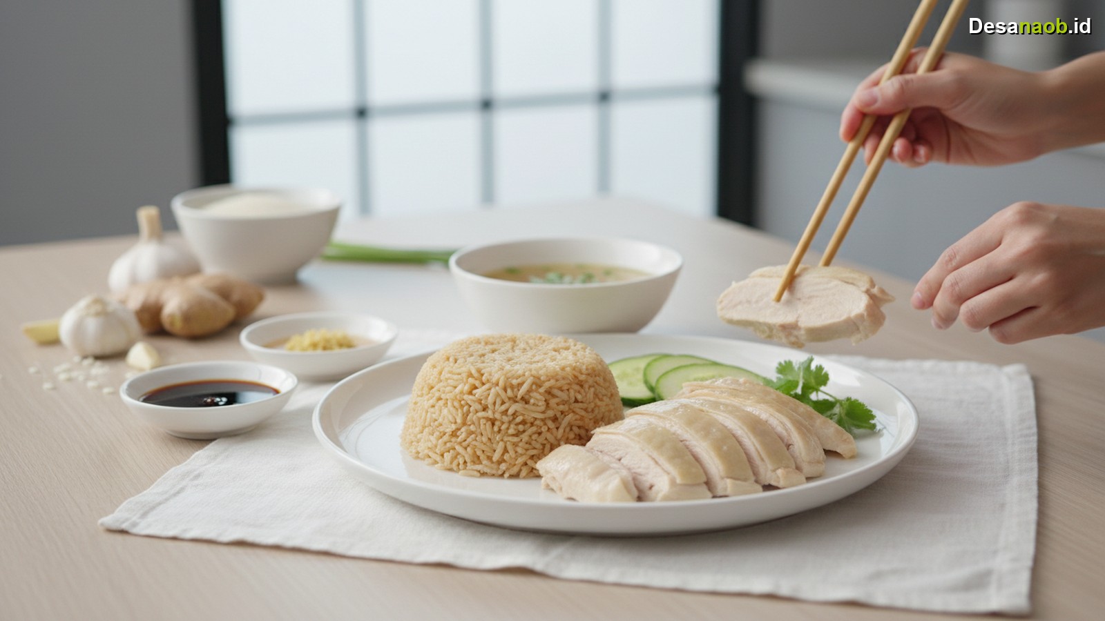 Ilustrasi Resep Nasi Hainan Chicken Rice: Ternyata Semudah Ini Bikin di Rumah 2026!